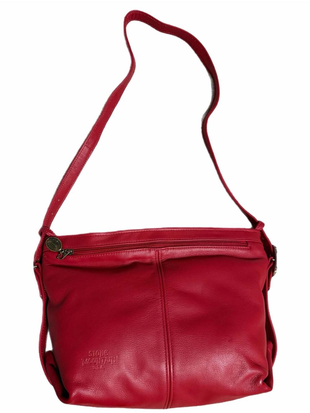 Stone Mountain USA Red Leather Handheld Shoulder Crossbody Bag